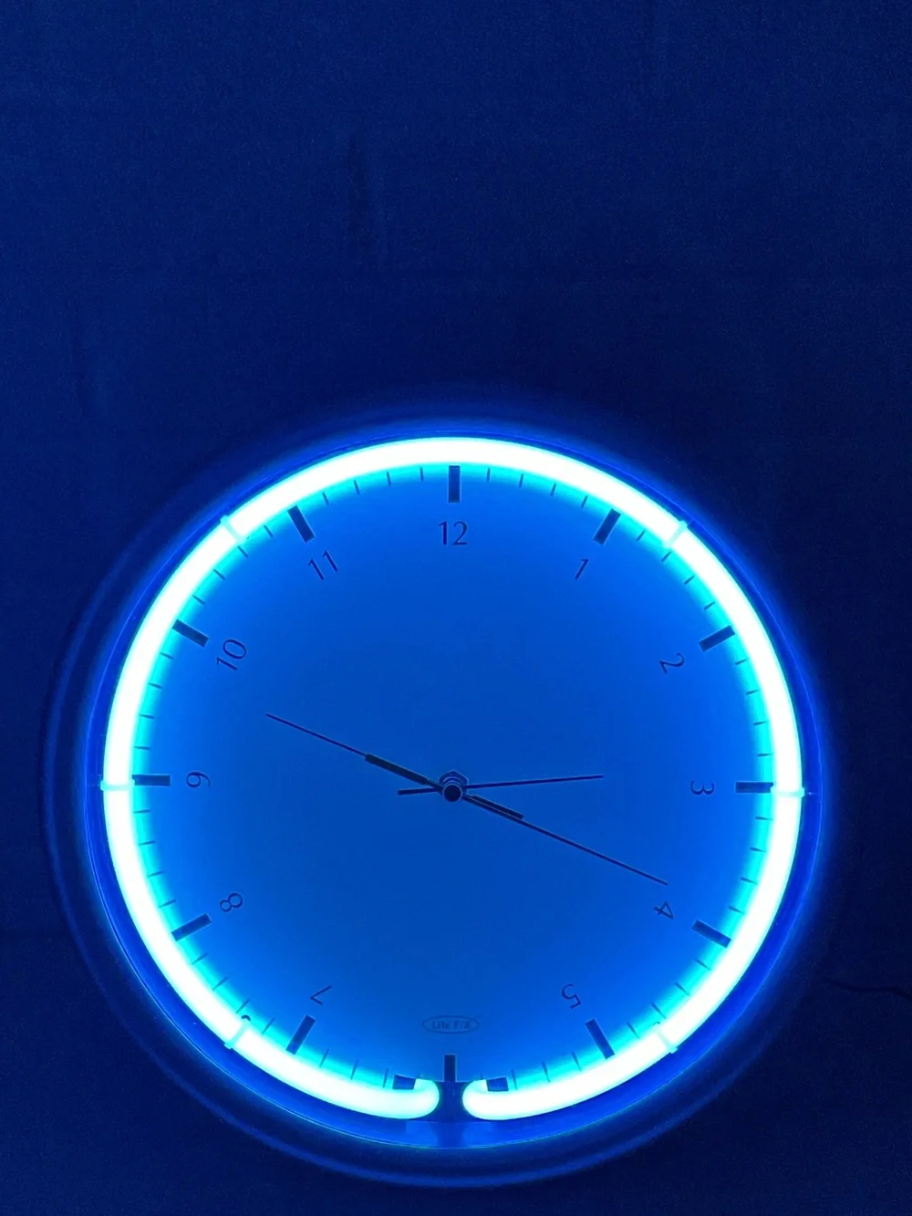 Lite F/X Blue Neon Quartz Movement Night Light Illuminated Wall Desk Clock
